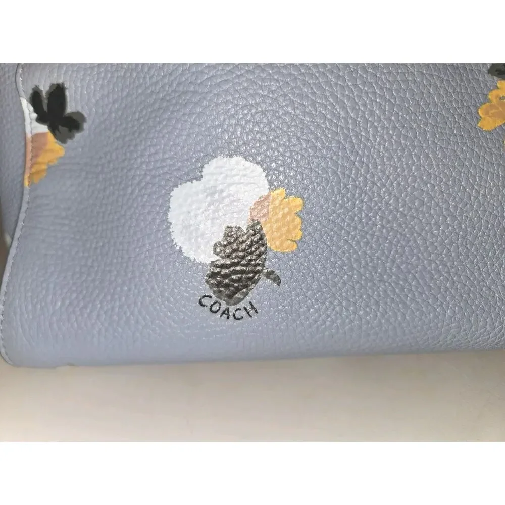 COACH Nolita Blue Floral Print Pebbled Leather Satchel Tote Shoulder Bag 37176 - Picture 9 of 16